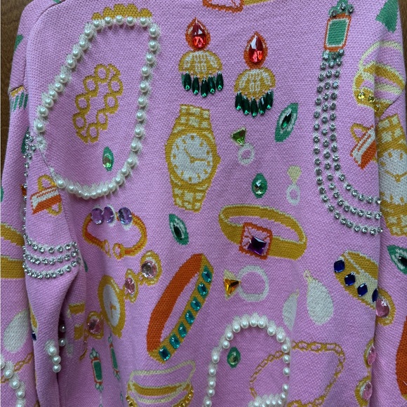 QOS Pink Embellished Jewelry Sweater - Picture 6 of 8